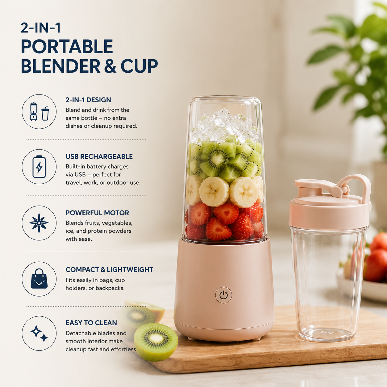 2 in 1 Portable Blender & Cup