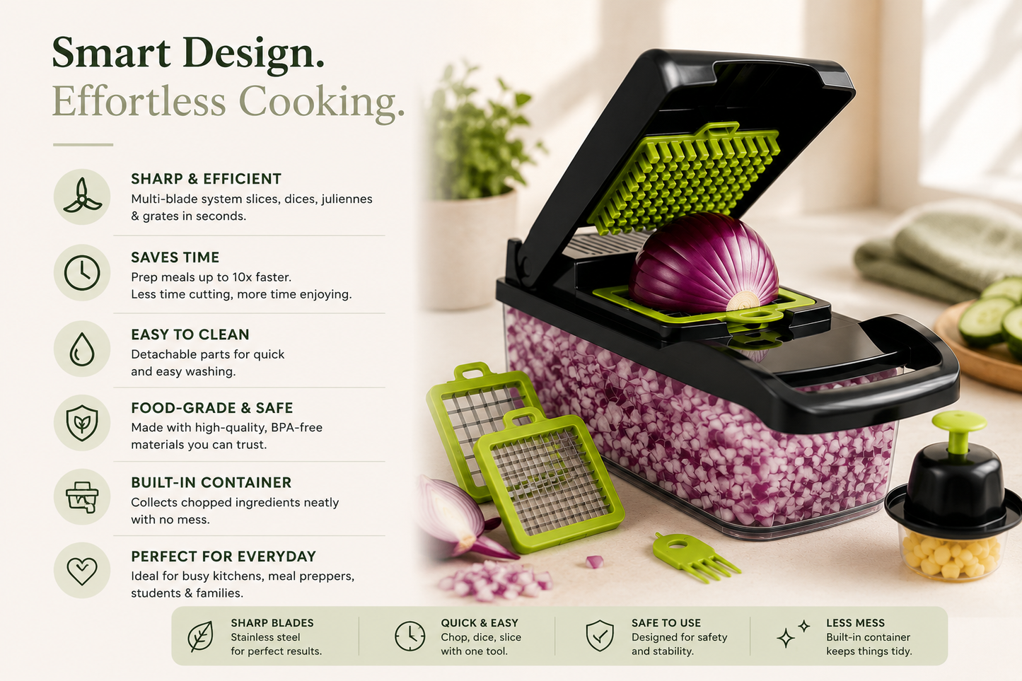 Fruit Vegetable Chopper Food Grade Kitchen